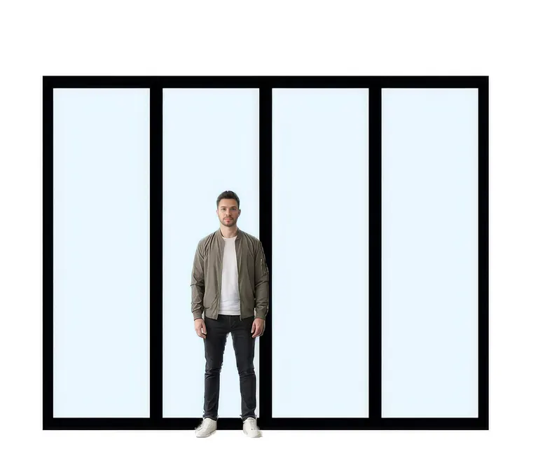 Statement 9'0" door with 5 foot 10 inch man for scale